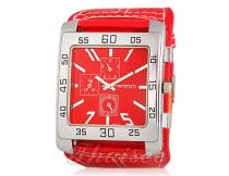 Uhren Shop online - Herren Armbanduhr rotes Lederarmband